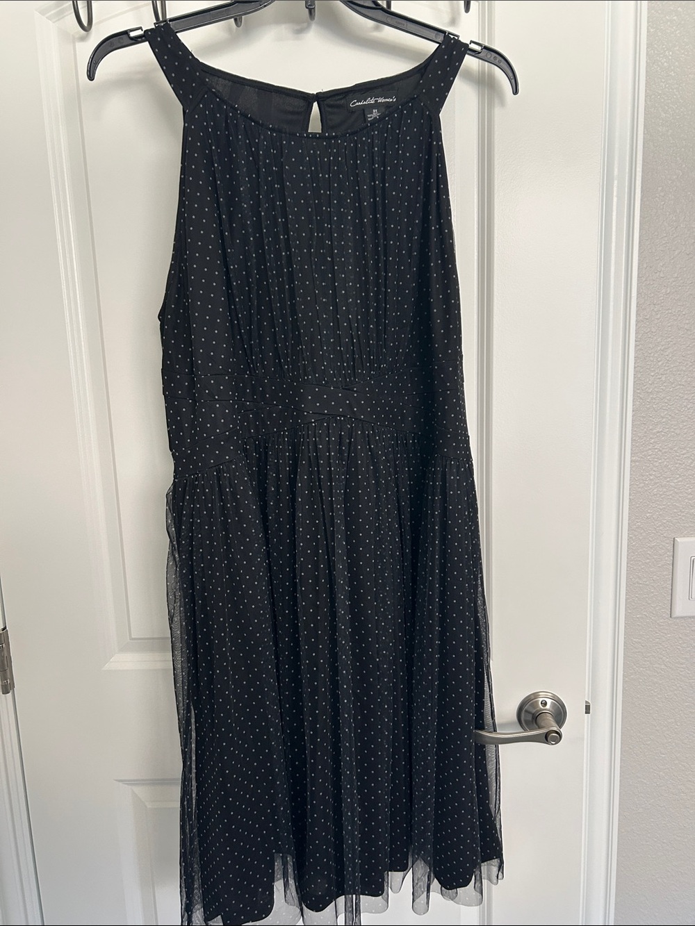 Black Polka Dot Sleeveless Fit & Flare Dress